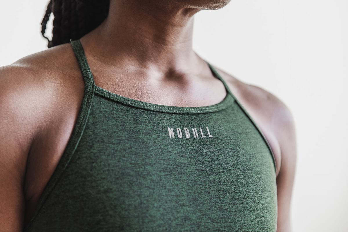 Nobull High-Neck Matte Women's Sports Bras Green | Australia (DM7341)